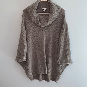 Boutique Gray Cabled Cowl-neck Batwing Sweater